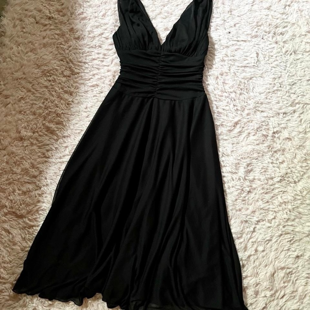 Ruched Black Aline Little Black Dress Whimsygoth Pinup Flirty Womens 10 Fairy
